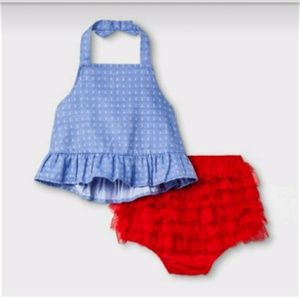 CAT & JACK halter ruffle top and bloomer set